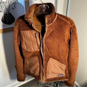 Vintage PATAGONIA Synchilla Windzone Brown Fleece Jacket Reversible Womens Med